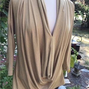 ECI Drape front 3/4 sleeve metallic top